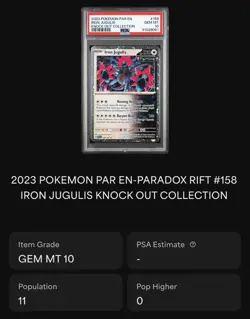 Iron Jugulis - PSA 10 Cosmos Holo Paradox Rift Knockout Pokemon Card LOW POP - Image 3