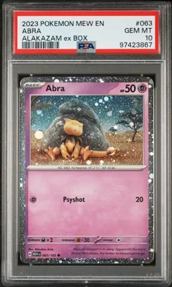 Abra - PSA 10 - Cosmos Holo 151 Promo 063/165 Alakazam ex Box Pokemon Card - Image 1