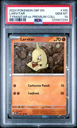 Larvitar Cosmos Holo PSA 10 Obsidian Flames Walmart Exclusive Promo Pokemon Card - Image 1