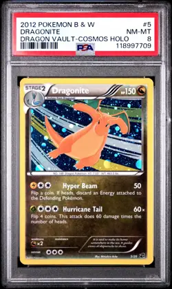 Dragonite - PSA 8 - Cosmos Holo Dragon Vault 5/20 Black White Promo Pokemon Card - Image 1