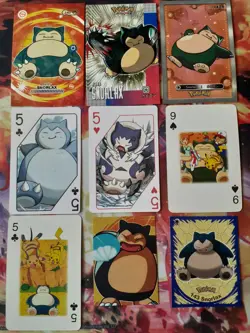 Snorlax Fan Art Lot of 9 Peruvian Cards + Stickers NOT Official Pokemon PL-NM - Image 1