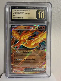 CGC Pristine 10 Team Rocket’s Moltres Ex 031/182 Pokemon TCG Graded Card - Image 1
