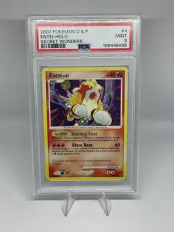 PSA 9 Entei Secret Wonders 4/132 Holo Bleed Pokemon Card TCG Diamond & Pearl - Image 1
