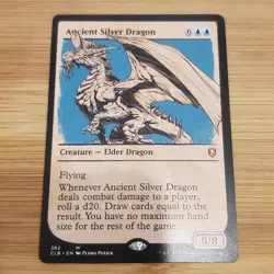 1x Ancient Silver Dragon, Showcase Art, Magic MTG, NM Off Center - Image 1