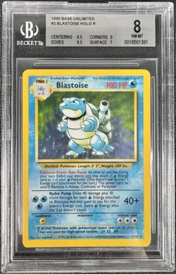 #2 Blastoise Holo Rare Card | 1999 Pokemon Base Set Unlimited | BGS 8 NM-MT - Image 1
