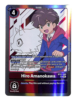DIGIMON CARD GAME #BT21-080 HIRO AMANOKAWA SUPER RARE FOIL - Image 1