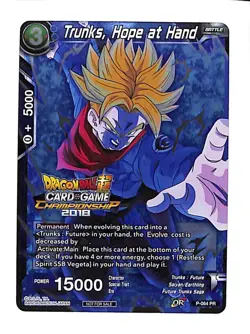 DRAGON BALL SUPER CARD GAME #P-064 TRUNKS, HOPE AT HAND PROMOTION CARD FOIL - Image 1