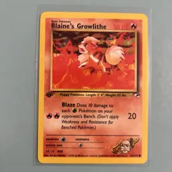 Pokemon TCG - 1st Edition Blaine’s Growlithe 62/132 - Rare - Gym Heroes *NM - Image 1