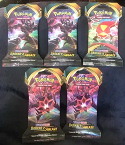 Pokemon TCG: DARKNESS ABLAZE SLEEVED PACKS (Lot of 5) Factory SEALED. - Image 1