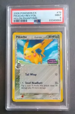 2006 POKEMON EX HOLON PHANTOMS #79 PIKACHU-REVERSE FOIL PSA 9 - Image 1