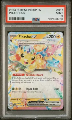 2024 Pokemon Surging Sparks PIKACHU EX 57/191 PSA 9 MINT - Image 1