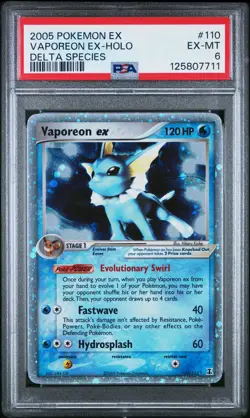 2005 POKEMON EX DELTA SPECIES #110 VAPOREON EX-HOLO PSA 6 - Image 1
