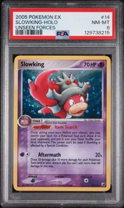 2005 Pokemon Slowking Holo #14 EX Unseen Forces PSA 8 - Image 1
