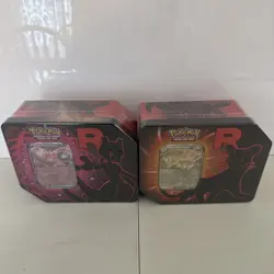 NEW Pokemon Destined Rivals Team Rocket Tins Mewtwo + Persian - Image 1