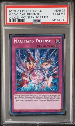 Magicians' Defense PSA 10 - MVP1-ENS28 - Secret Rare Yugioh Dark Magician Girl - Image 1