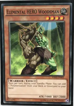 Yu-Gi-Oh! TCG Elemental HERO Woodsman SDHS-EN003 Common Unlimited Ed Near Mint - Image 1