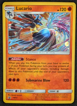 Lucario 2017 Sun Moon Black Star Promo Cosmos Holo Pokemon Card SM54 (NM) - Image 1