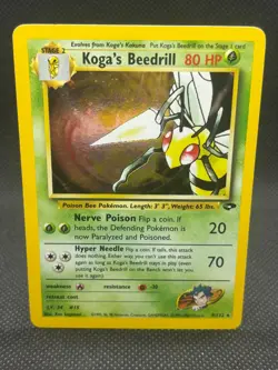 2000 Pokemon TCG Card Koga's Beedrill Gym Challenge Holo Rare Card 9/132 W/Swirl - Image 1