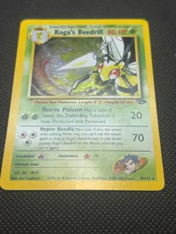2000 Pokemon TCG Card Koga's Beedrill Gym Challenge Holo Rare Card 9/132 W/Swirl - Image 2