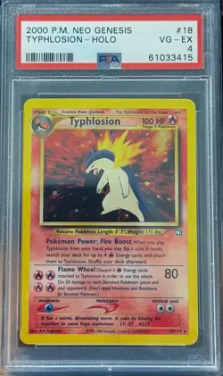 Typhlosion 18/111 Neo Genesis Holo Vintage Pokemon PSA 4 - Image 1