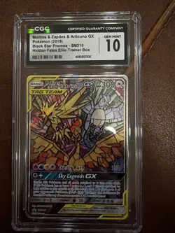 CGC 10 GEM MINT Moltres & Zapdos & Articuno GX SM210 Promo Hidden Fates Pokemon - Image 1