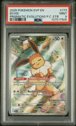 PSA 9 Mint Pokemon Eevee Prismatic ETB Center Promo #173 Scarlet Violet - Image 1