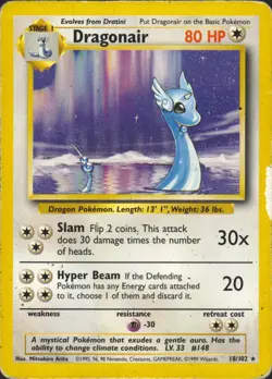 Dragonair 18/102 Rare Base Set Pokemon Card MP - Image 1