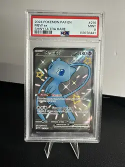 Pokemon Mew EX TCG Paldean Fates Shiny Ultra Rare Card 216/091 PSA 9 Mint - Image 1