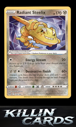 Radiant Steelix 124/196 Pokemon Radiant Rare SWSH11: Lost Origin Card NM - Image 1