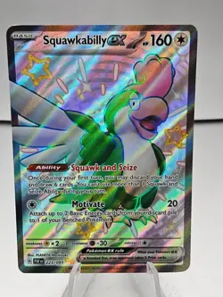 Pokemon TCG Shiny Squawkabilly ex 223/091 Paldean Fates Full Art Shiny Rare Holo - Image 1
