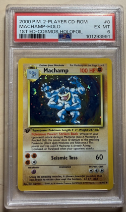2000 POKEMON BASE SET - MACHAMP HOLO - 1ST EDITION COSMOS HOLOFOIL #8 PSA 6 - Image 1