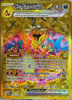 Charizard ex Gold Hyper Rare - 228/197 - Obsidian Flames Pokemon 2023 - Image 1