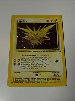 Pokemon TCG Zapdos 15/62 1999 Fossil Set Unlimited Holo Rare - Image 1