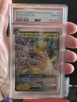 2019 POKEMON SUN & MOON AMPHAROS GX 43/181 TEAM UP PSA 10 GEM MINT 💎 - Image 1