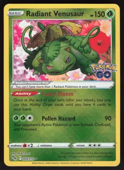 Radiant Venusaur 004/078 Radiant Rare Pokemon TCG Pokemon GO NM - Image 1