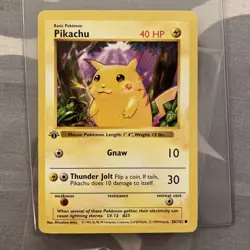 Pikachu 1st Edition Shadowless (Red Cheeks) 58/102 Base Set 1999 TCG Card - LP - Image 1
