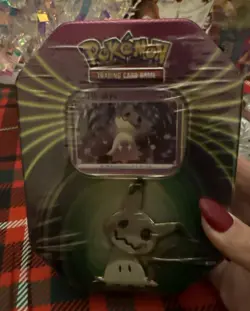 Pokemon TCG Tin mimikyu 3 Booster Packs Foil Card Exclusive Rare New Sealed - Image 1