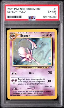 PSA 6 Pokemon Neo Discovery Espeon Holo EX-MT 2001 - Image 1