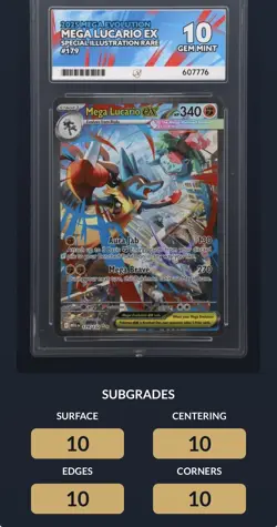 Mega Lucario EX 179/132 Mega Evolution SIR Pokemon TCG ACE 10 Perfect Subgrades - Image 2