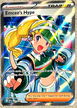 Pokemon Destined Rivals Emcee's Hype Ultra Rare Supporter Trainer 220/182 - Image 1