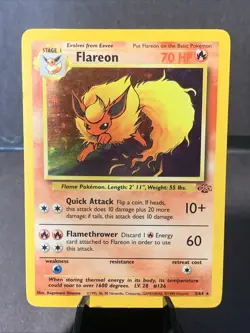 Pokemon TCG Flareon Holo Rare Jungle Set Unlimited #03/64 VTG WOTC - Image 1
