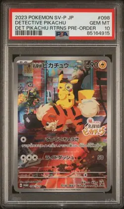 2023 POKEMON JPN SV-P PROMO #098 DETECTIVE PIKACHU RTRNS PRE-ORDER PSA 10 - Image 1