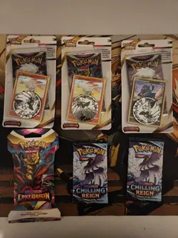 Pokemon Lost Origin Checklane Blister Packs and Chilling Reign Boosters Lot - Image 1