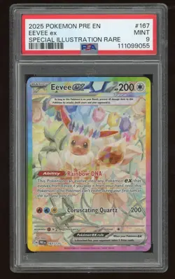 2025 POKEMON EEVEE EX PRISMATIC EVOLUTIONS SPECIAL ILLUSTRATION RARE #167 PSA 9 - Image 1