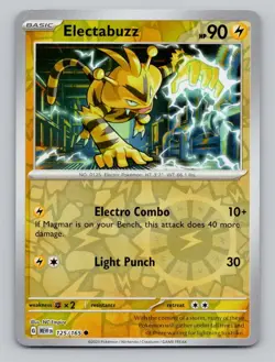 Reverse Holo Electabuzz #125/165 Common SV: Scarlet & Violet 151 Pokemon - Image 1