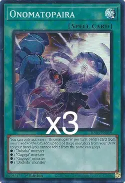3x Yugioh Onomatopaira RA04-EN089 Super Rare 1st Edition NM - Image 1