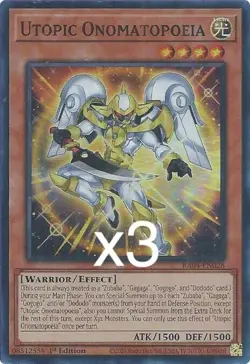 3x Yugioh Utopic Onomatopoeia RA04-EN028 Super Rare 1st Edition NM - Image 1