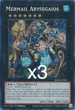 3x Yugioh Mermail Abyssgaios RA04-EN065 Super Rare 1st Edition NM - Image 1