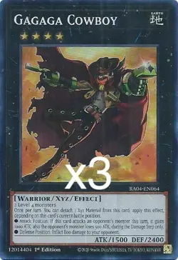3x Yugioh Gagaga Cowboy RA04-EN064 Super Rare 1st Edition NM - Image 1