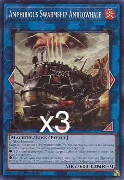 3X Yugioh Amphibious Swarmship Amblowhale RA04-EN077 Super Rare 1st Edition NM - Image 1
